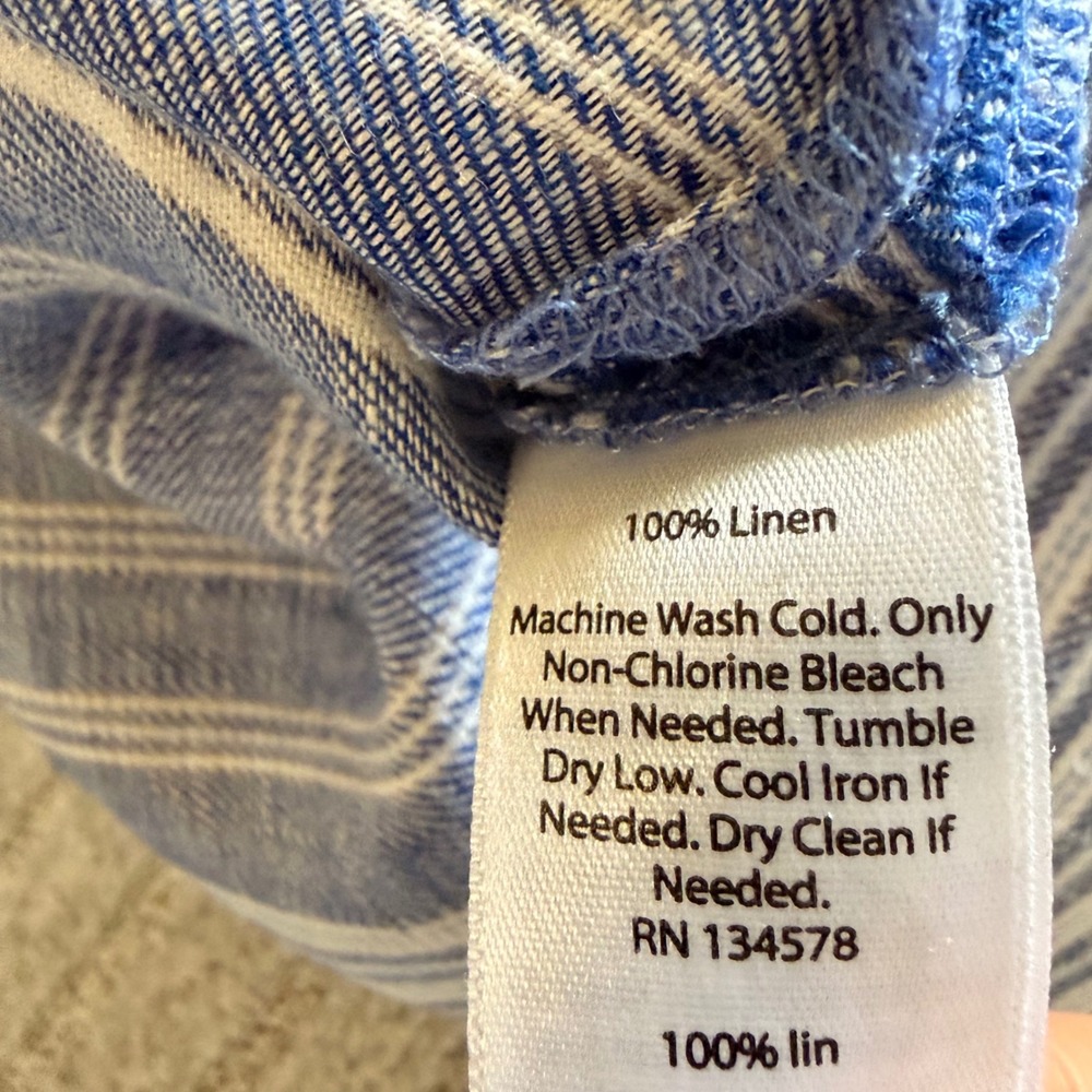 Vineyard Vines Womens Blue Striped 100% Linen Tassel Shift Dress Size 8 - Picture 9 of 9